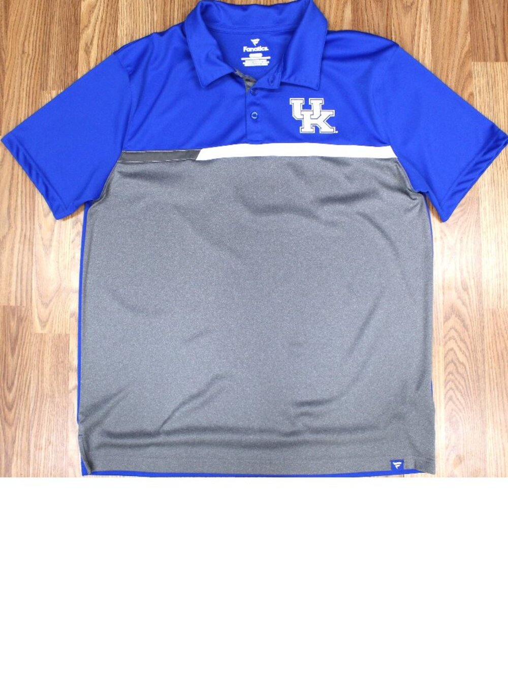 KENTUCKY WILDCATS FANATICS POLO SHIRT POLYESTER BLUE & GRAY Sz X-LARGE, XL
